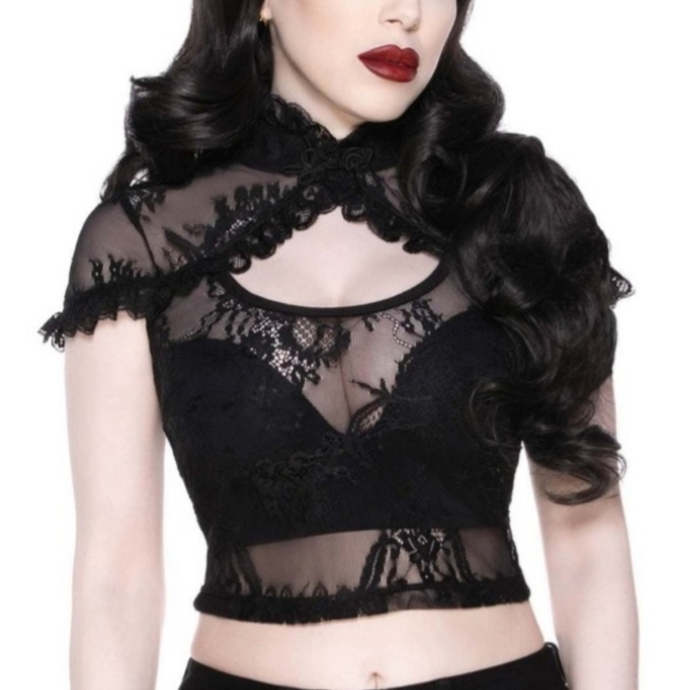 Killstar Rena Lace Crop Top Black L